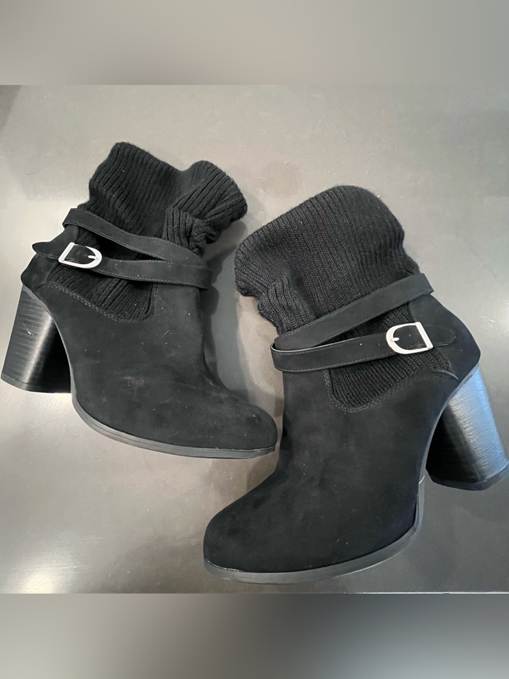Torrid Black Sweater Cuff Ankle Boots Heeled Extra Wide Size 12WW Women's Knit